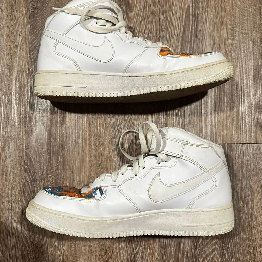 Nike AF1 hi top custom white blue orange 11.5